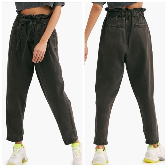 Free People Pants - NWT Free people Margate Pleated Trousers Black noir size S